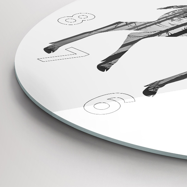 Round glass wall clock Silhouette of a deer Forest