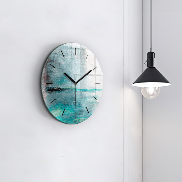 Round glass wall clock Oil texture abstract