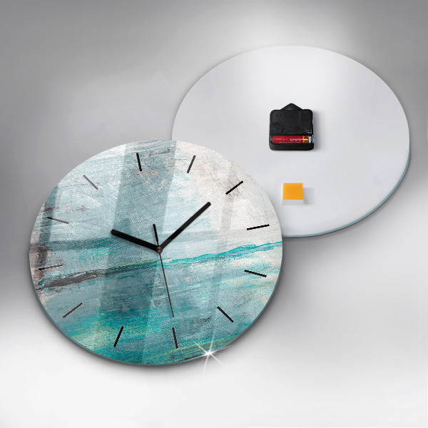 Round glass wall clock Oil texture abstract