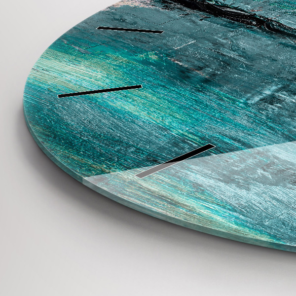 Round glass wall clock Oil texture abstract