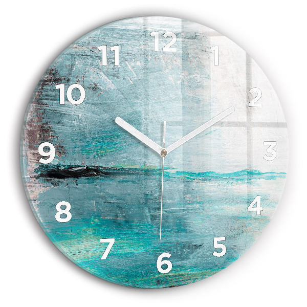 Round glass wall clock Oil texture abstract