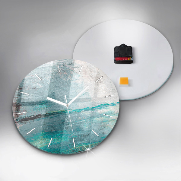 Round glass wall clock Oil texture abstract