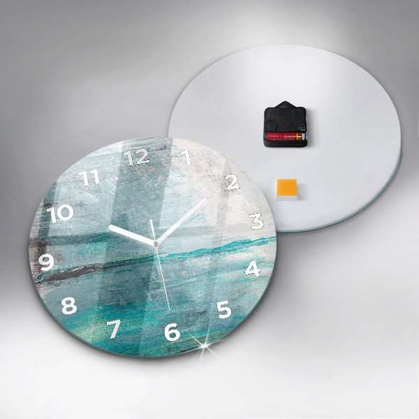 Round glass wall clock Oil texture abstract