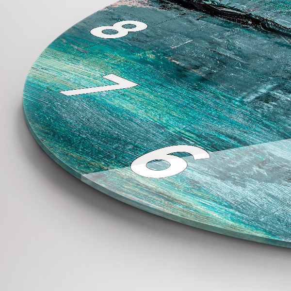 Round glass wall clock Oil texture abstract