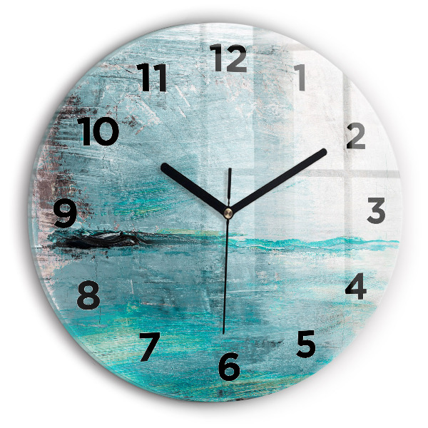 Round glass wall clock Oil texture abstract