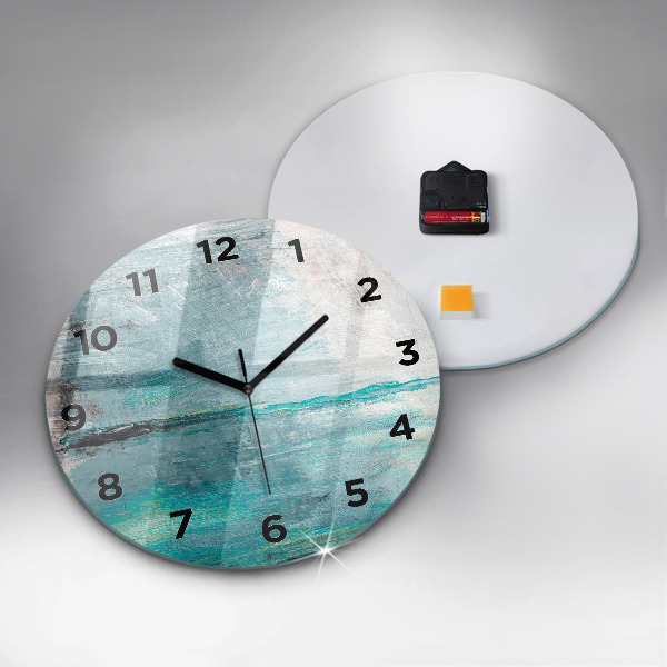 Round glass wall clock Oil texture abstract