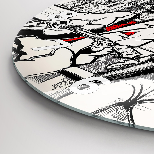 Round glass wall clock Jazz in New York