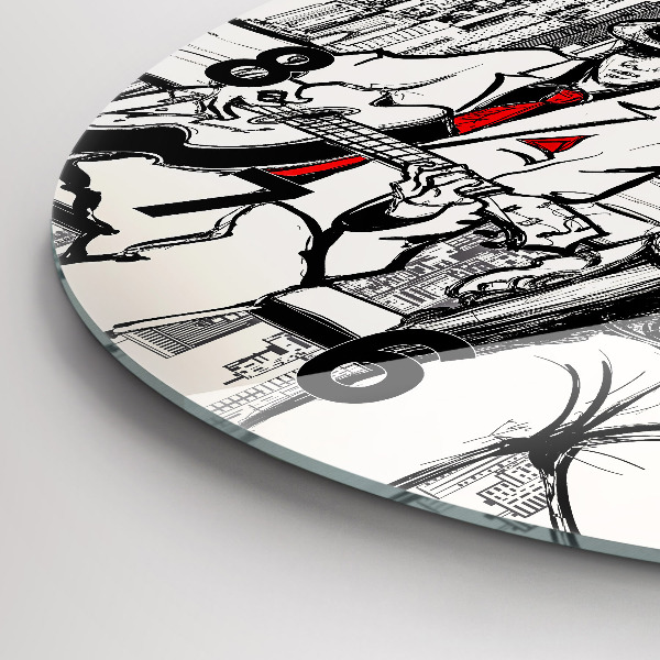 Round glass wall clock Jazz in New York