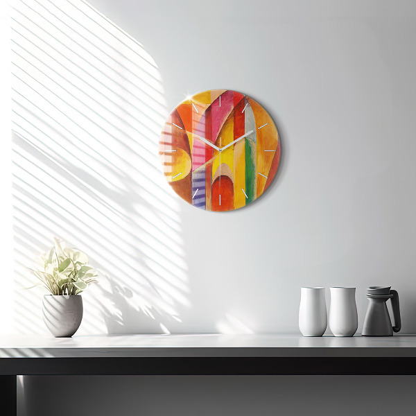 Round glass wall clock Art Decoration Abstraction