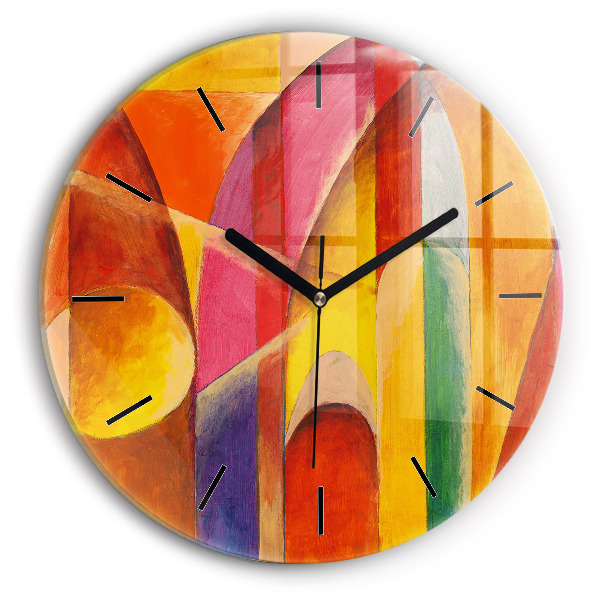 Round glass wall clock Art Decoration Abstraction