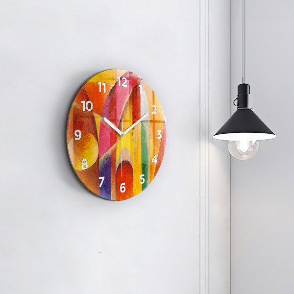 Round glass wall clock Art Decoration Abstraction