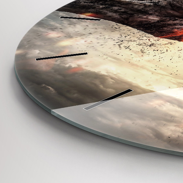 Round glass wall clock Fists Strength Power