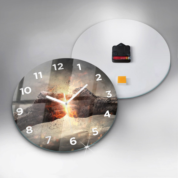 Round glass wall clock Fists Strength Power