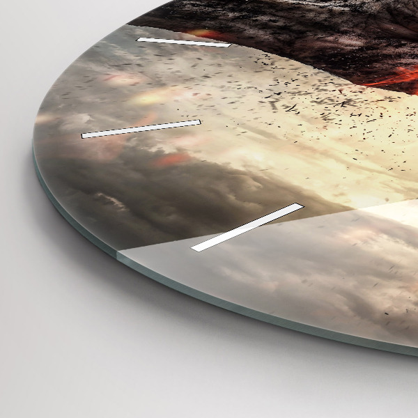 Round glass wall clock Fists Strength Power