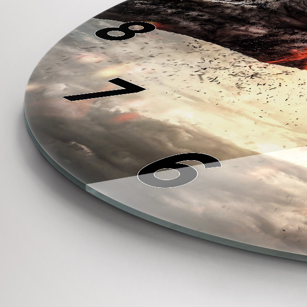 Round glass wall clock Fists Strength Power