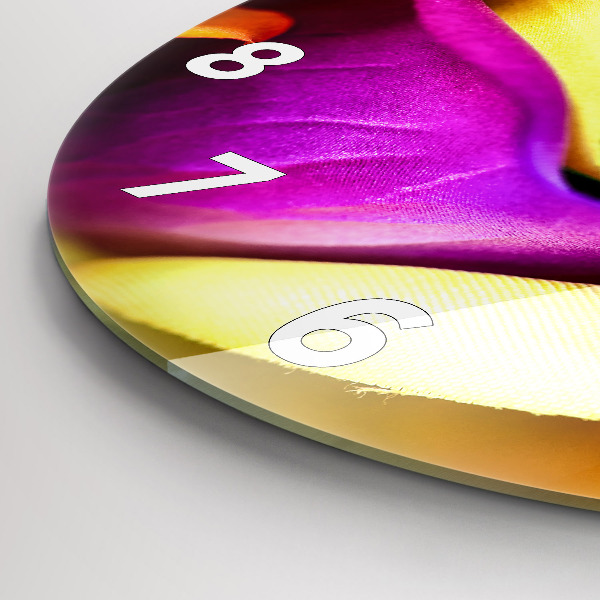 Round glass wall clock Rainbow Rose