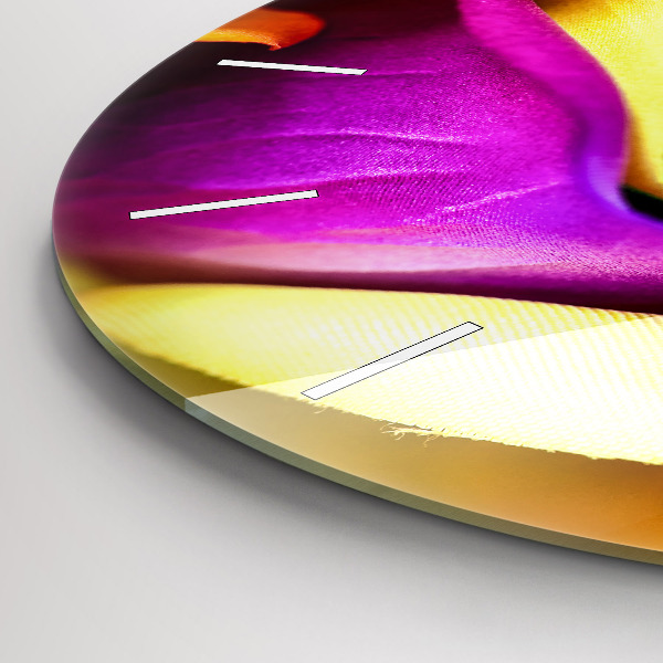 Round glass wall clock Rainbow Rose