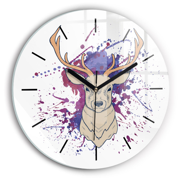 Round glass wall clock Deer vector illustration