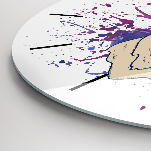 Round glass wall clock Deer vector illustration