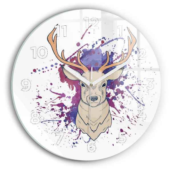 Round glass wall clock Deer vector illustration