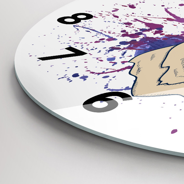 Round glass wall clock Deer vector illustration