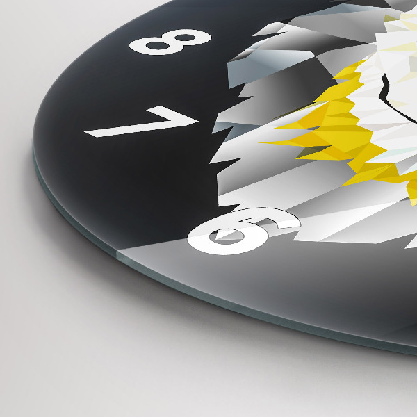 Round glass wall clock Wolf head