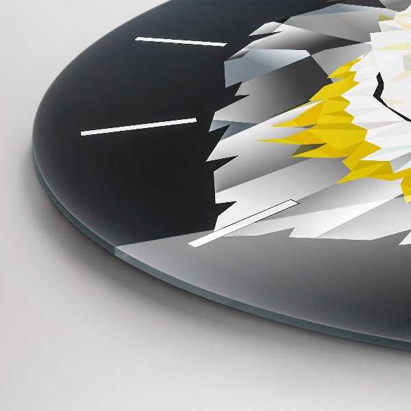 Round glass wall clock Wolf head