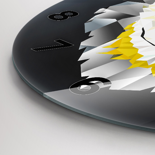 Round glass wall clock Wolf head