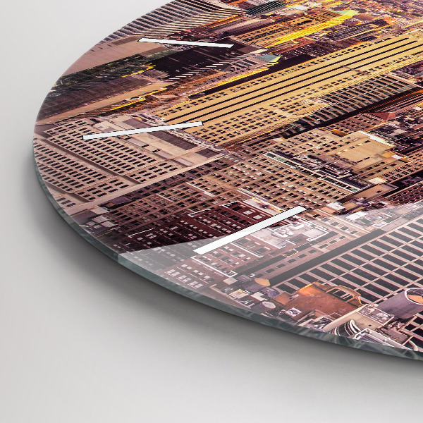 Round glass wall clock Sunset New York