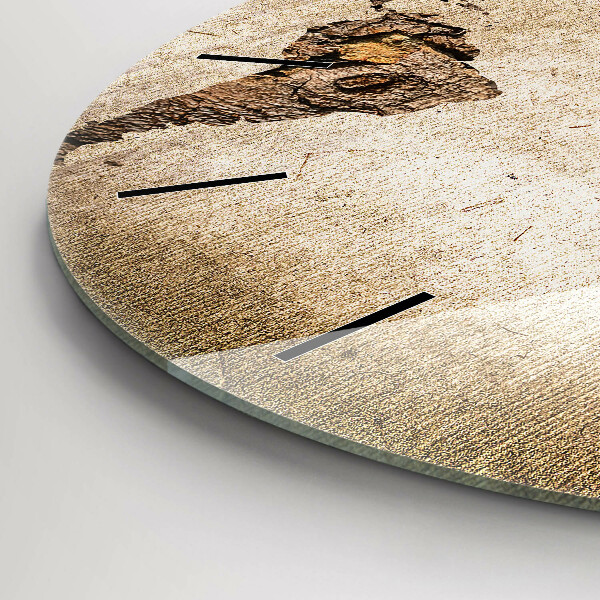 Round glass wall clock Vintage world map