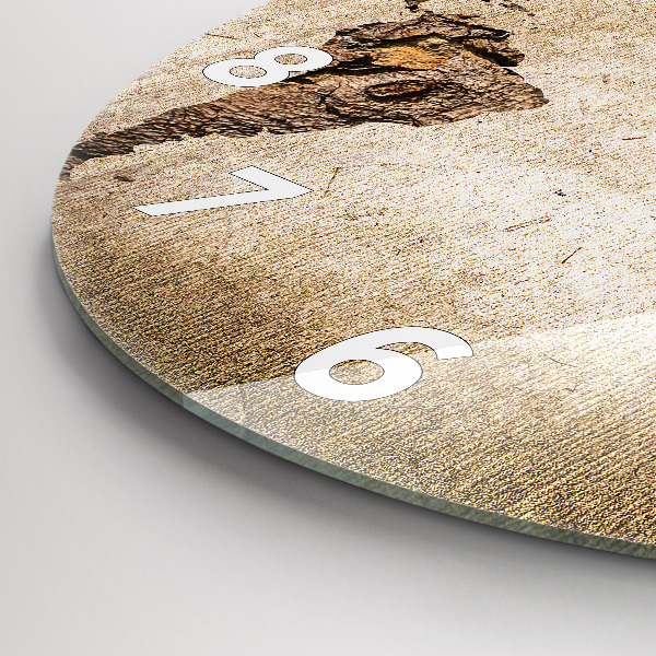 Round glass wall clock Vintage world map