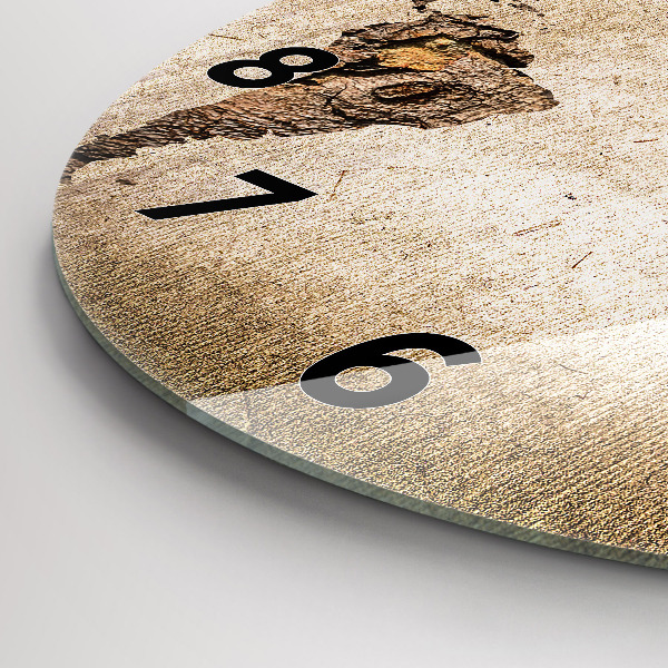 Round glass wall clock Vintage world map