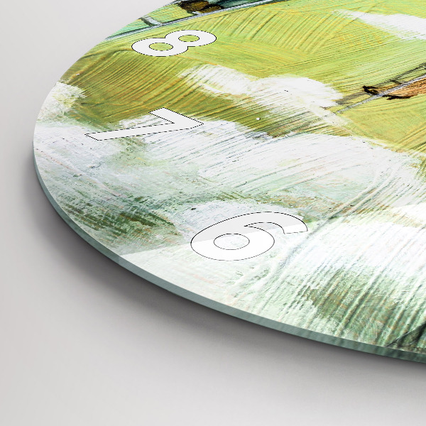 Round glass wall clock People on ladders