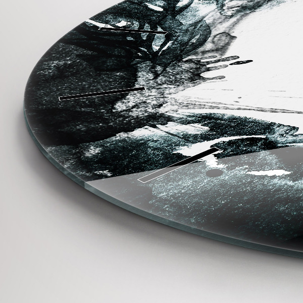 Round glass wall clock Portrait of a woman red lips