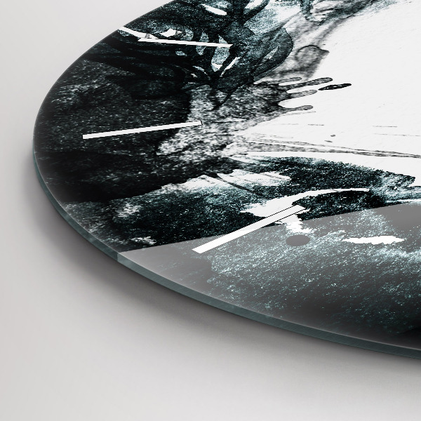 Round glass wall clock Portrait of a woman red lips