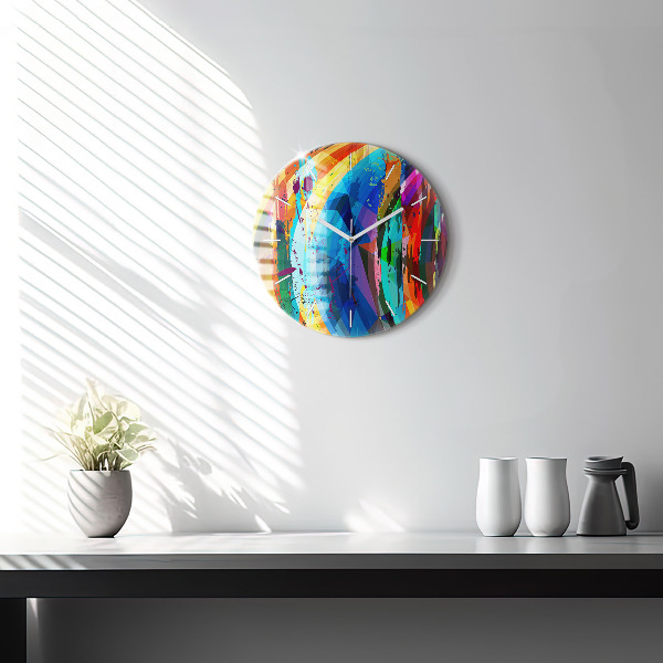 Round glass wall clock Abstract background