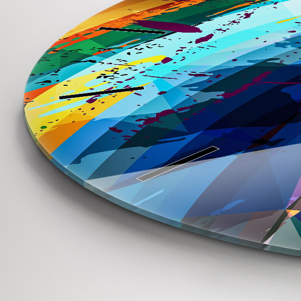 Round glass wall clock Abstract background