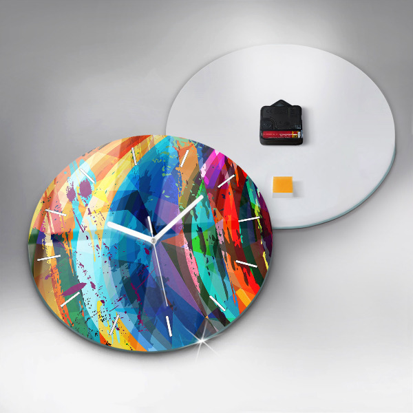 Round glass wall clock Abstract background