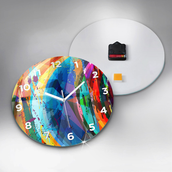 Round glass wall clock Abstract background