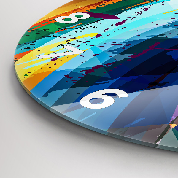 Round glass wall clock Abstract background