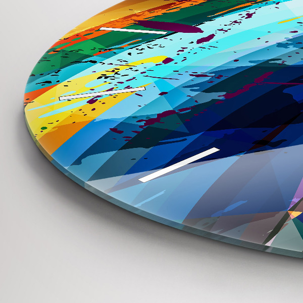 Round glass wall clock Abstract background