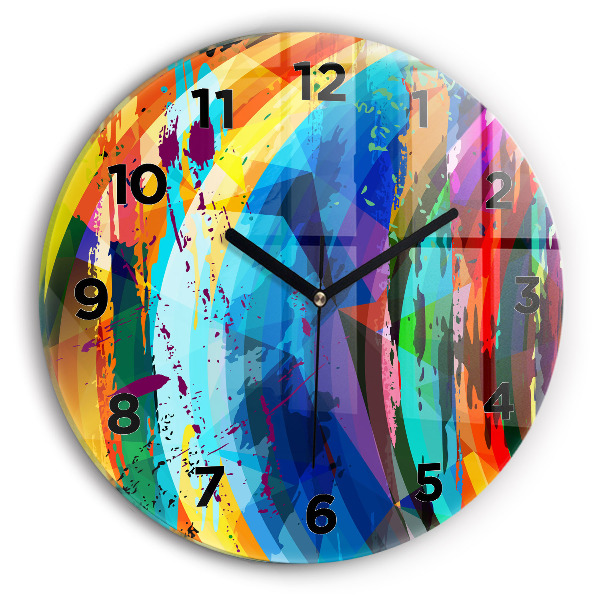 Round glass wall clock Abstract background