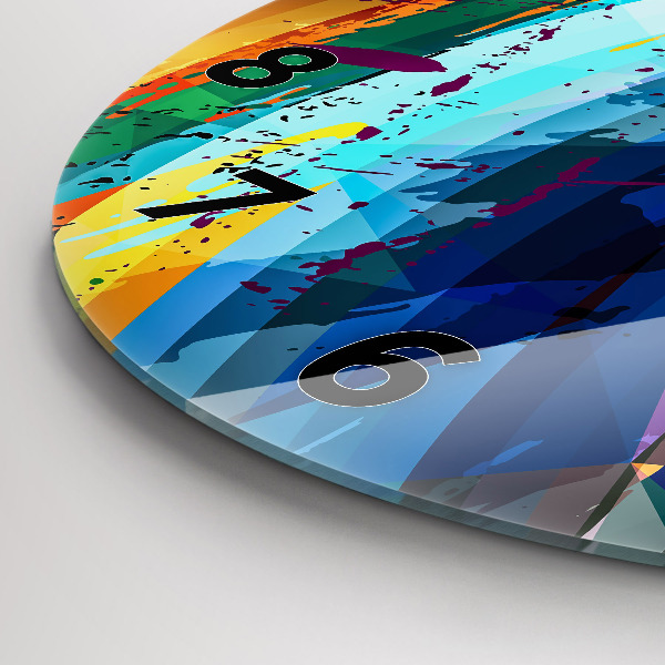 Round glass wall clock Abstract background