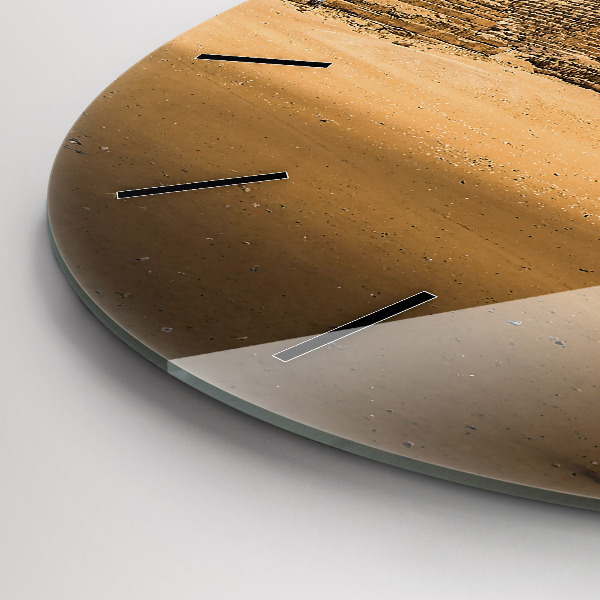 Round glass wall clock Pyramids and sunset