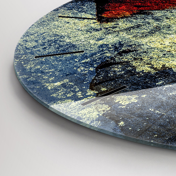 Round glass wall clock Butterfly vintage style