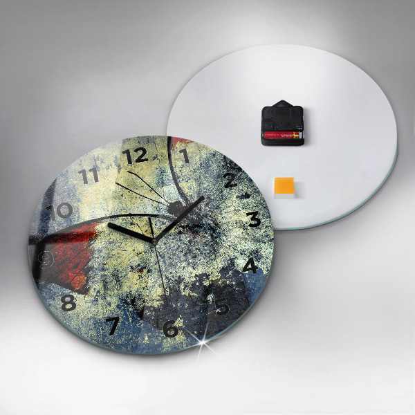 Round glass wall clock Butterfly vintage style