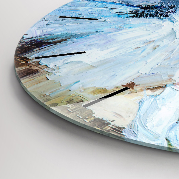 Round glass wall clock Young ballerinas