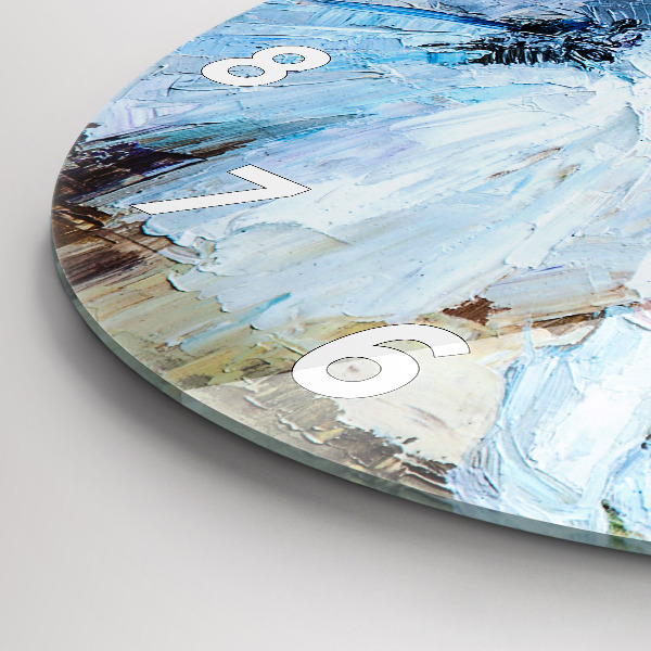 Round glass wall clock Young ballerinas