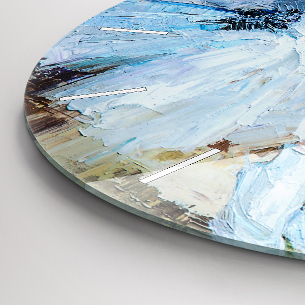 Round glass wall clock Young ballerinas