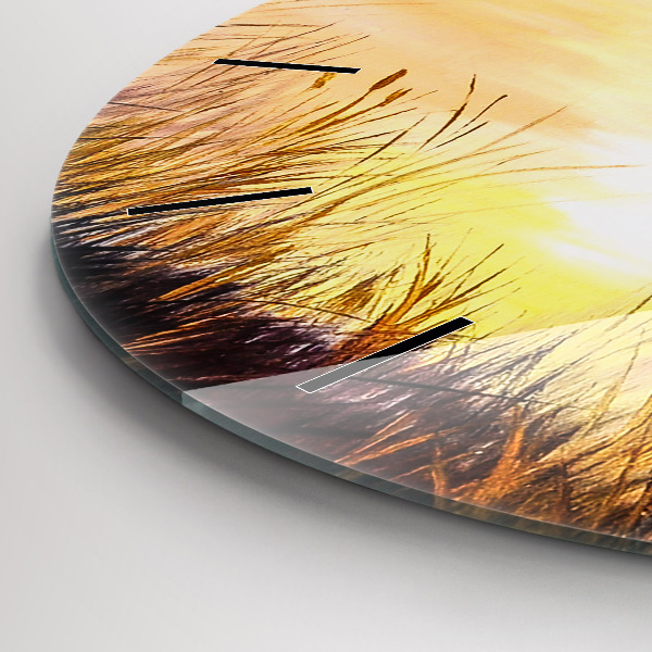 Round glass wall clock Cranes at sunset